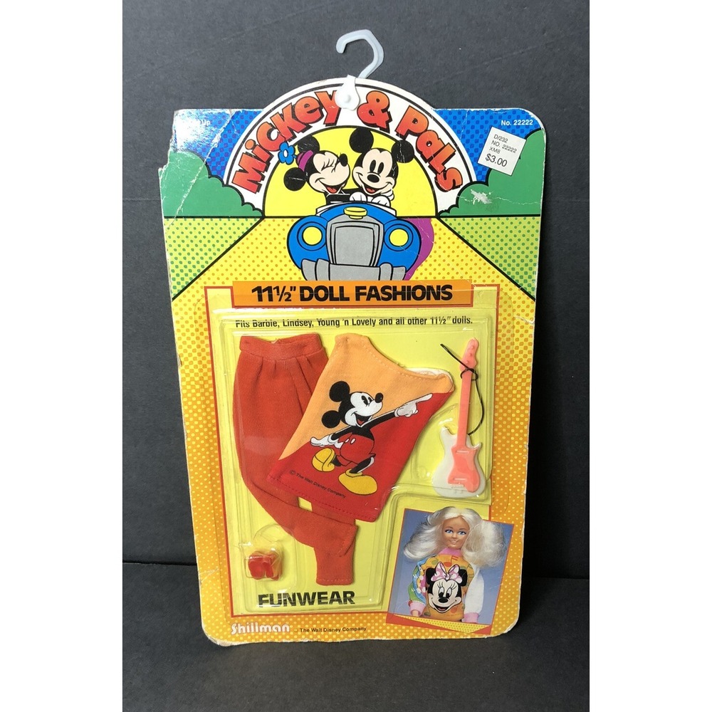 Vintage 1986 Disney Shillman Mickey and Pals 11 1/2" Doll Fashion Clothes NEW